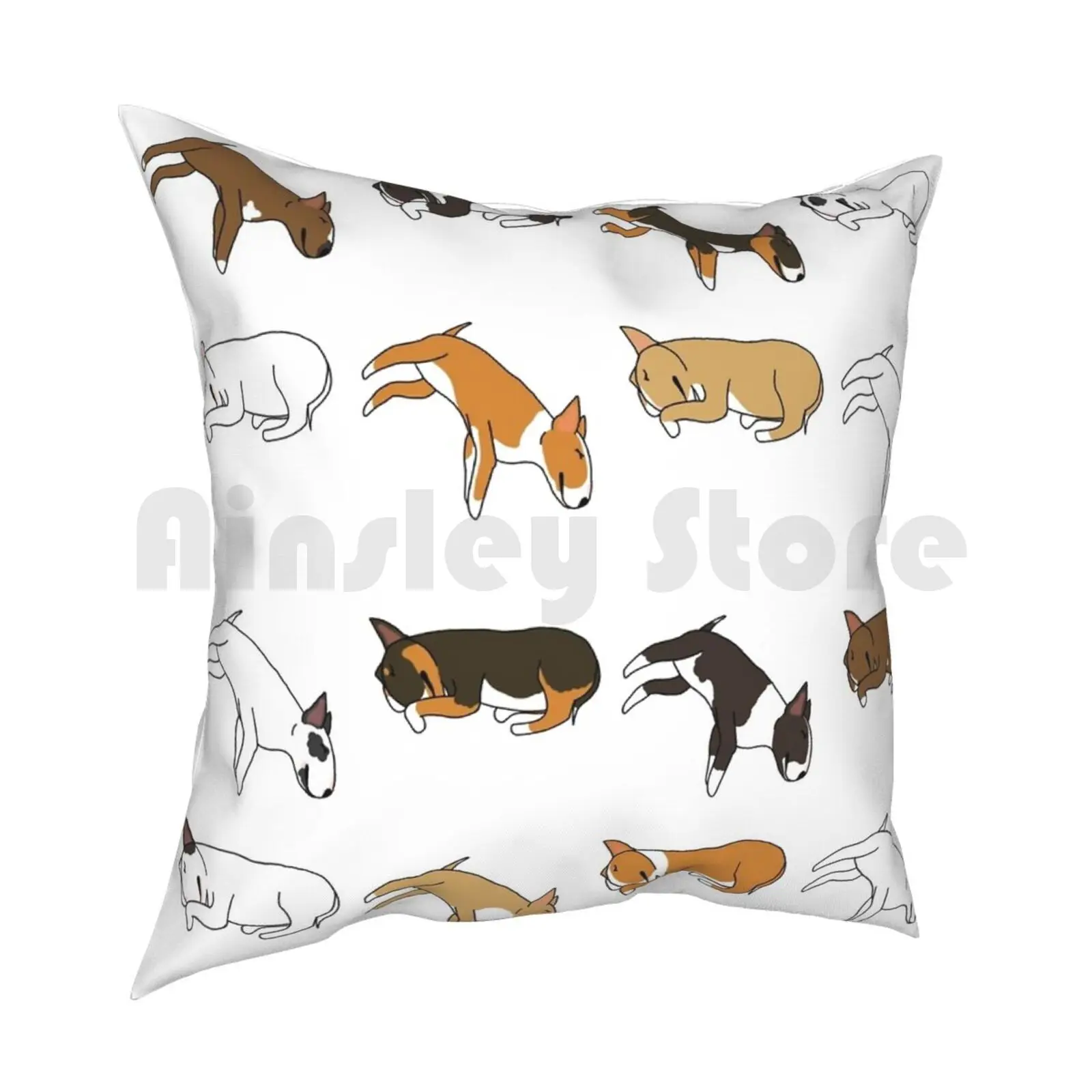 Lazy Bull Terrier-White Pillow Case Printed Home Soft DIY Pillow cover Dogs Hond Bull Bullies English Bull Terrier Terrier