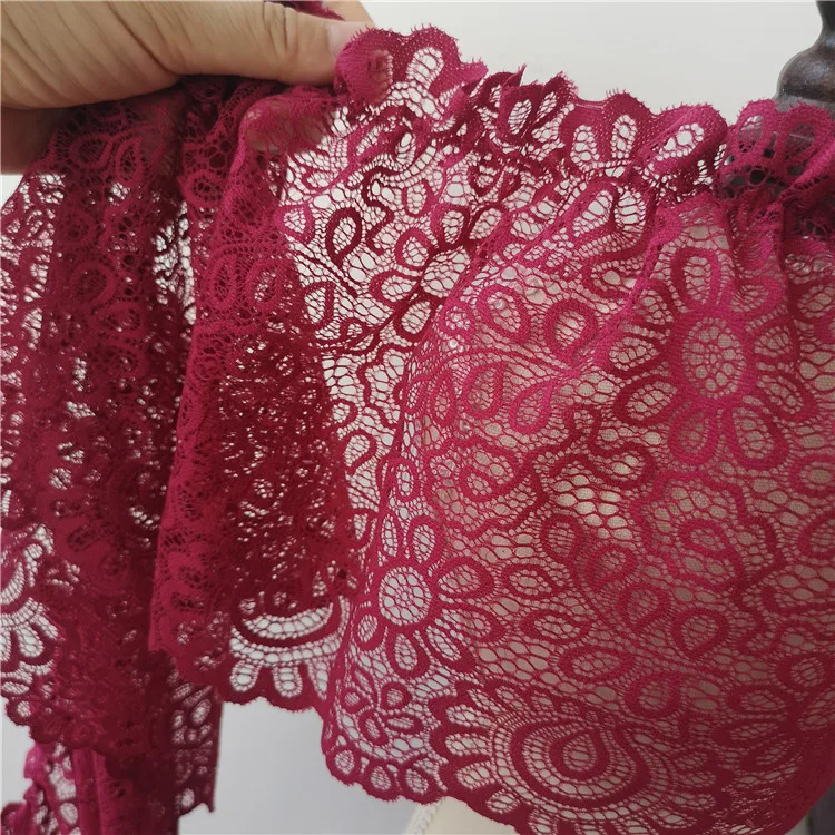 2meter/lot 20cm Dark Rose Wine Red No Elastic Pleated Mesh Lace Ribbon Bedding/Curtain/Clothes Accessory X562