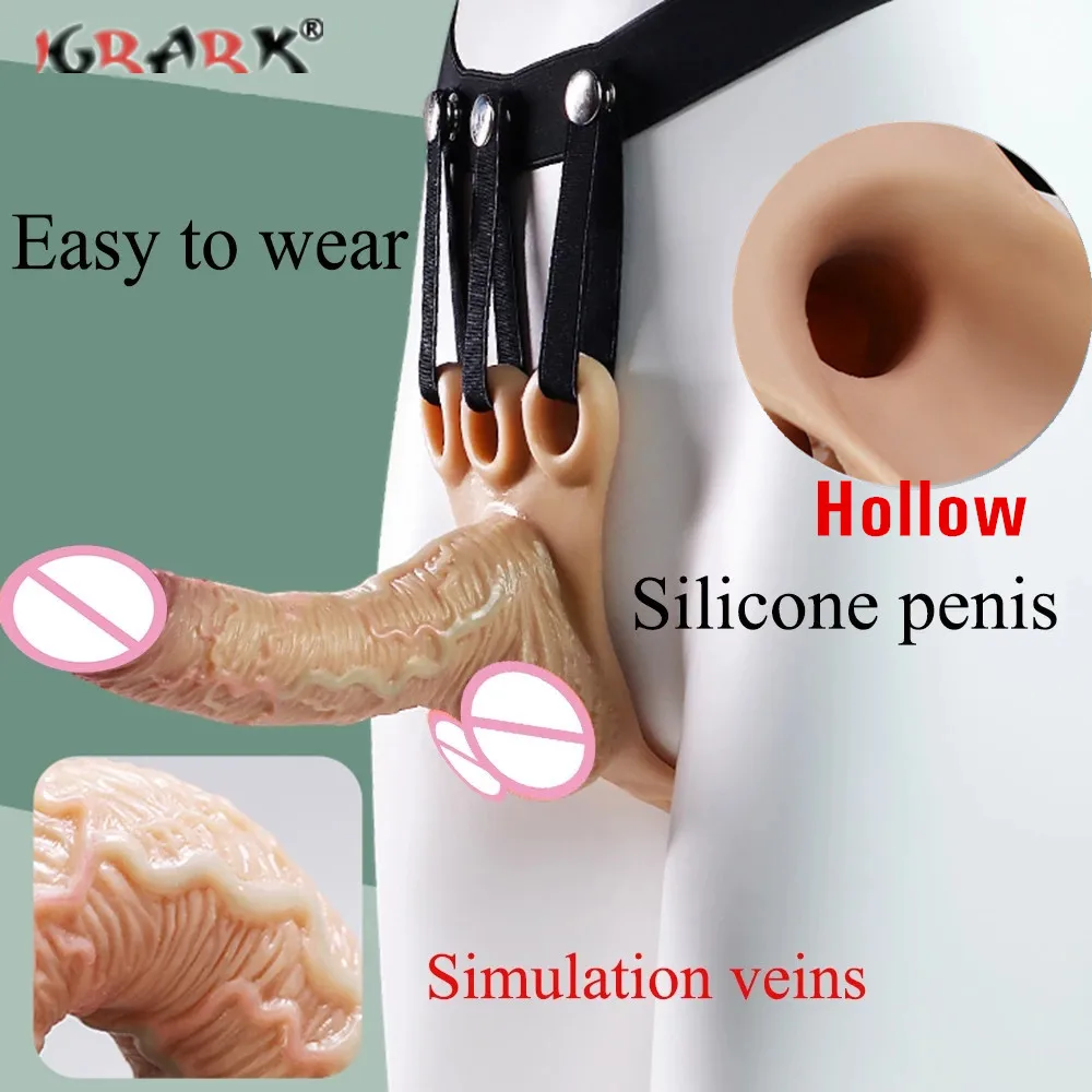 Realistic Soft Hollow Strap On Dildo Harness Wearable Big Penis Pants Artificial Cock Dick Unisex Sex Toys For Women Men Adults