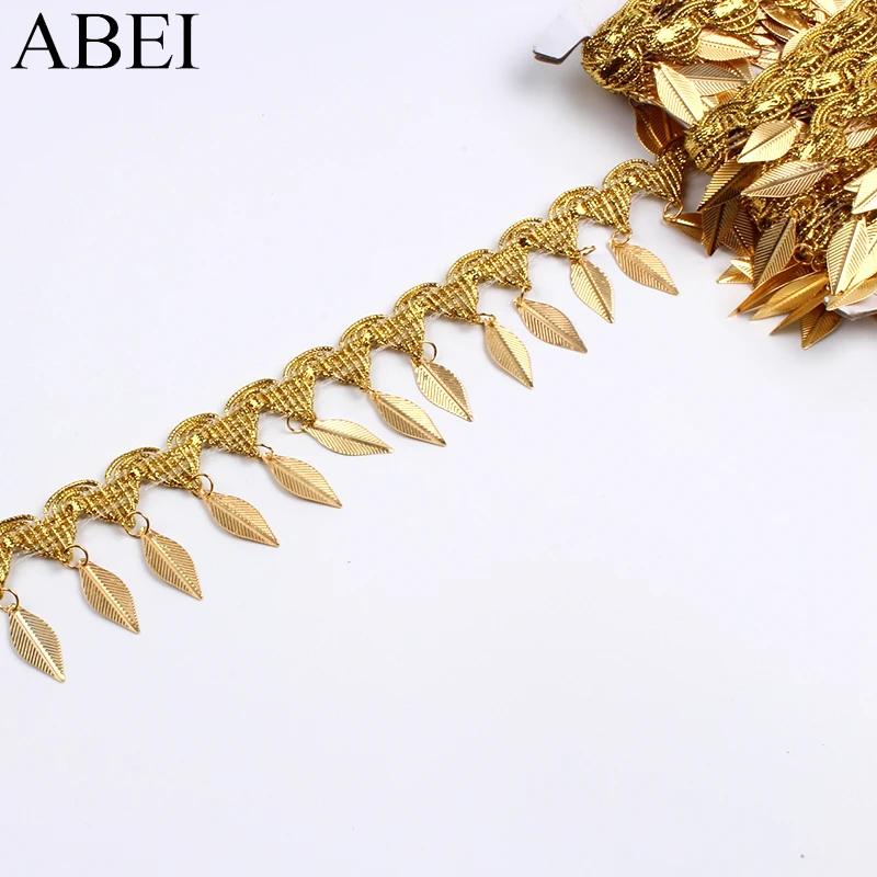 45mm 1yard Fringe Sequins Paillette Tassel Ribbon Braided Gold Lace Dancing Performance Suits Wedding Dress Sewing Fabric Decors