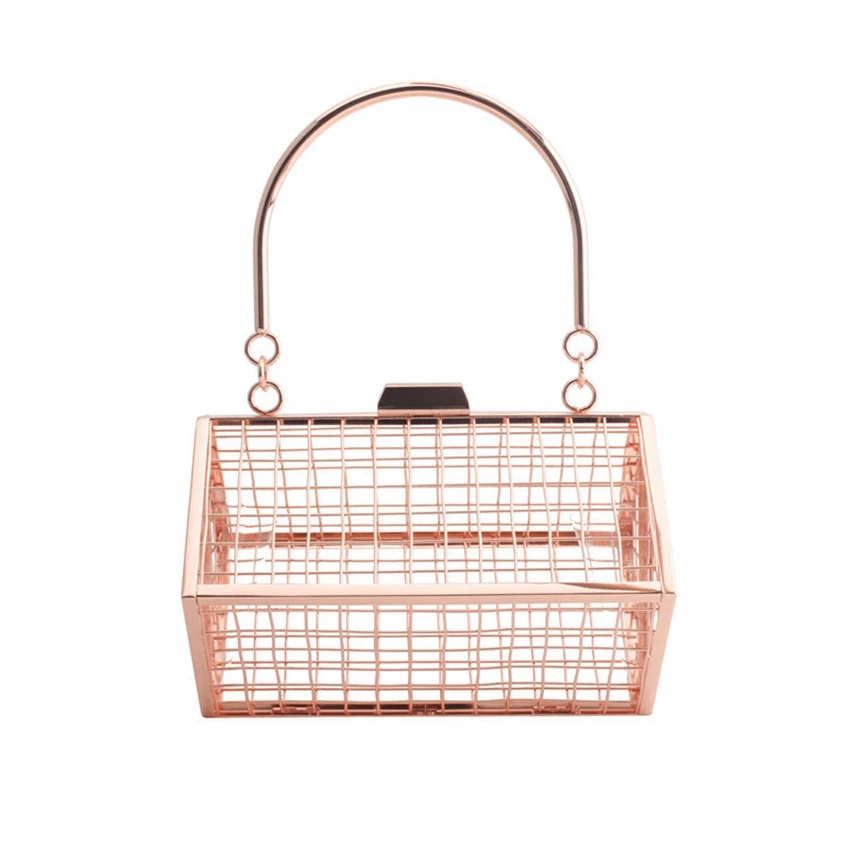 

College style summer new fashion metal hollow iron mesh bag portable banquet dress dinner bag