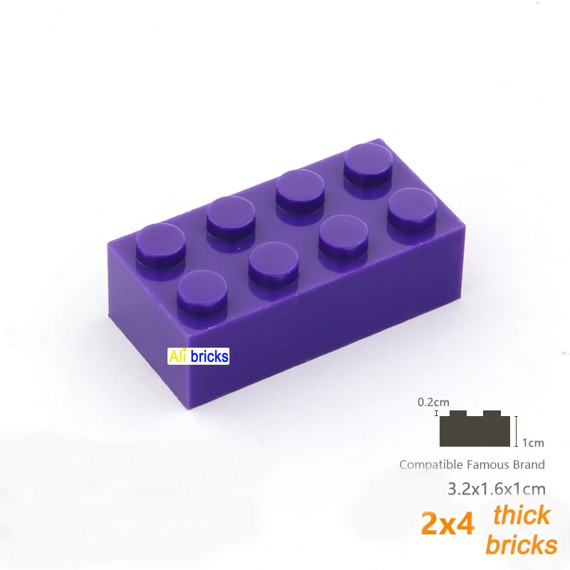 60pcs DIY Building Blocks Thick Figures Bricks 2x4 Dots Educational Creative Size Compatible With 3001 Plastic Toys for Children