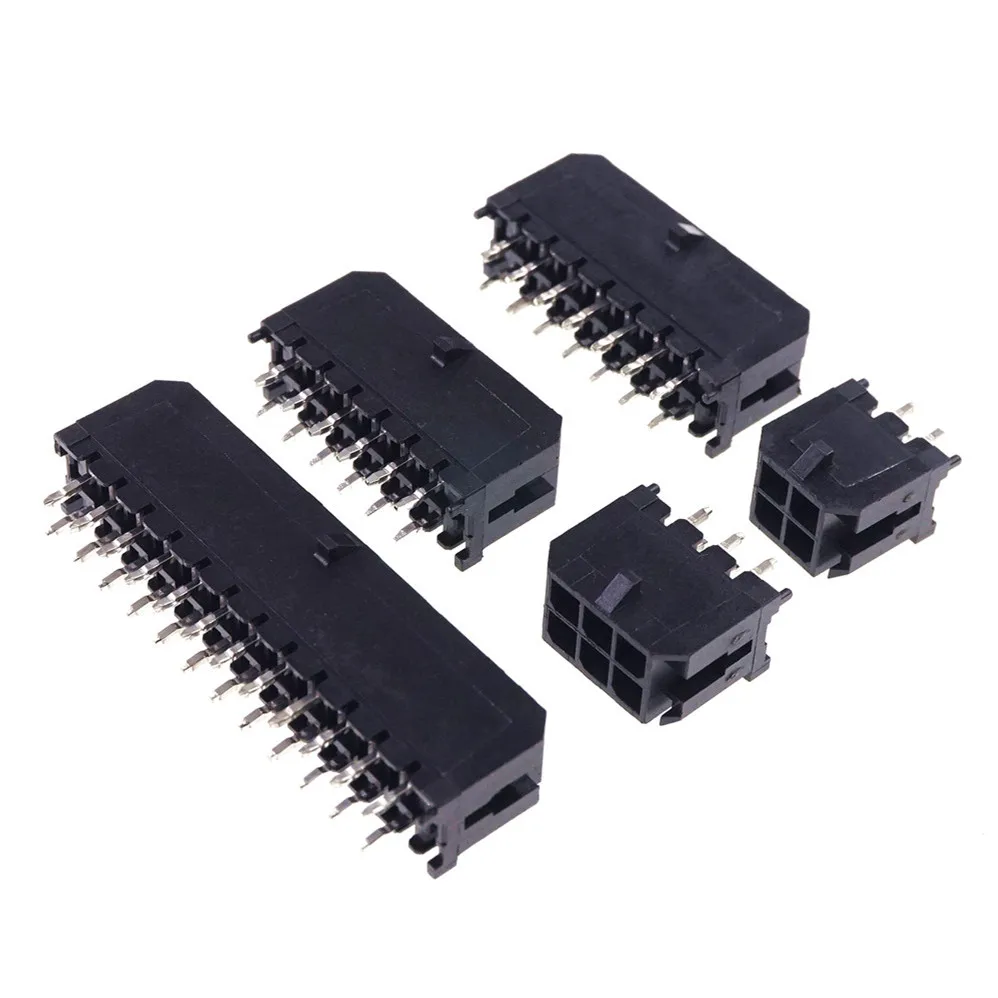 10-500 Pcs PCB Male Header Pin Vertical Through Hole 2 4 6 8 10 12 14 16 18 20 24 Circuits Molex 43045 Micro-Fit 3.0 mm Dual Row