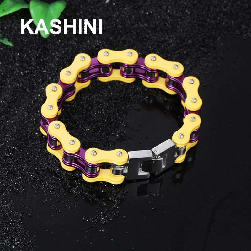 Fashion Mens Bracelets Bangles Black Biker Bicycle Motorcycle Chain Link Bracelets for Men&Women Stainless Steel Punk Jewelry