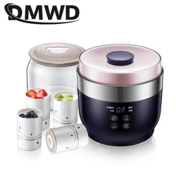 DMWD Microcomputer Greek yogurt maker Four cups yourt Multifunctional For Rice wine/yogurt/cheese 20W Stainless steel liner