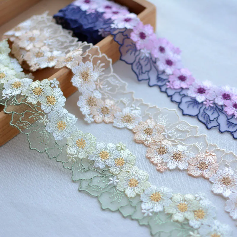 Lace Ribbon For Wedding Decor Dress Bag DIY Sewing Accessories Applique 3D Flower Embroidery Lace Fabric Crafts