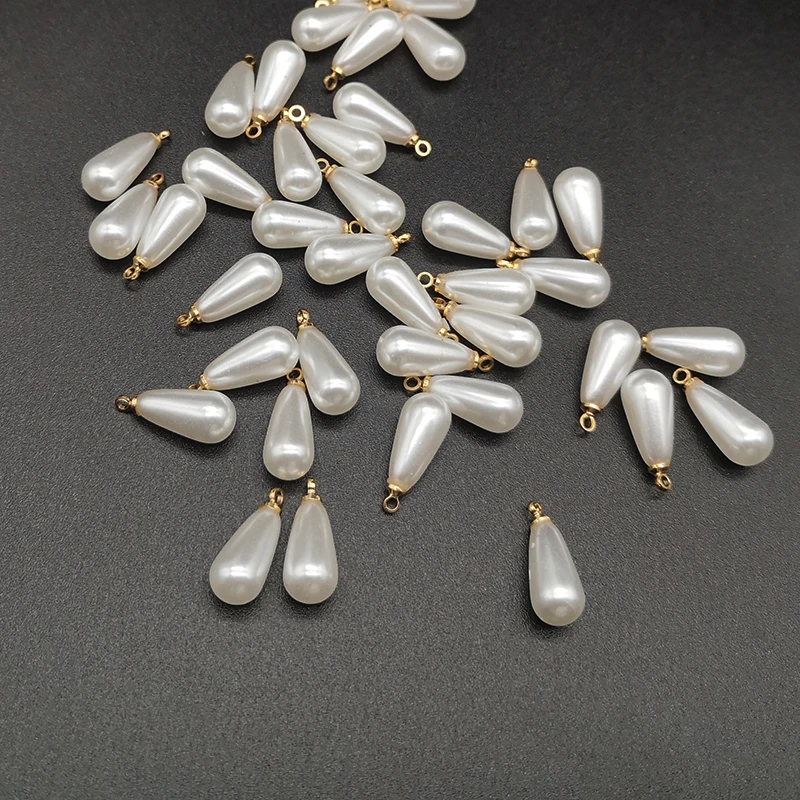 10pcs/lot Diy Necklace Bracelet Imitation Pearl Pendant  Findings White Earring Bead Wedding  Jewelry Accessary Components Make