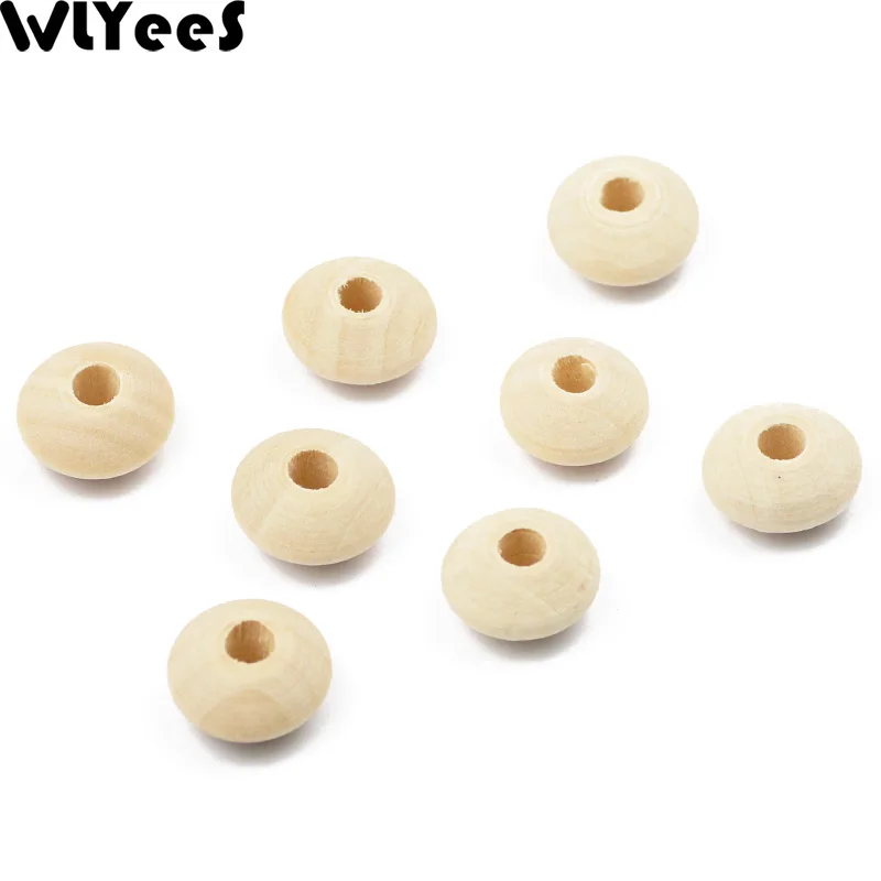 Wlyees flache runde hölzerne Abakus perle fliegende Untertasse geformte Abstands perlen für Schmuck herstellung DIY Armband Babys pielzeug Ergebnisse 8 18 21