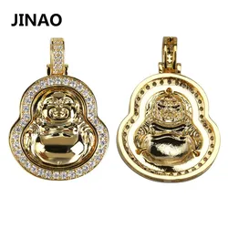 JINAO Hip Hop New High Quality Gold Silver Color Plated Maitreya Pendant Necklace With Chains Iced Out CZ Stone For Gift