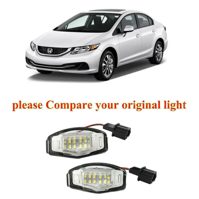 

2pc Car Accessories Special Car License Plate Light Lamp For Honda Civic 2001-2014 (will not fit DX model) canbus error free