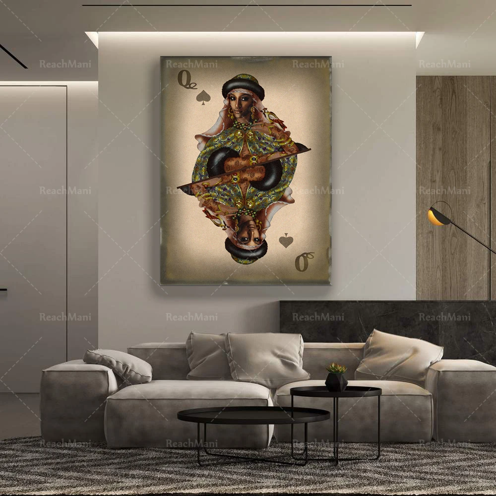 Black queen of spades digital poster wall art