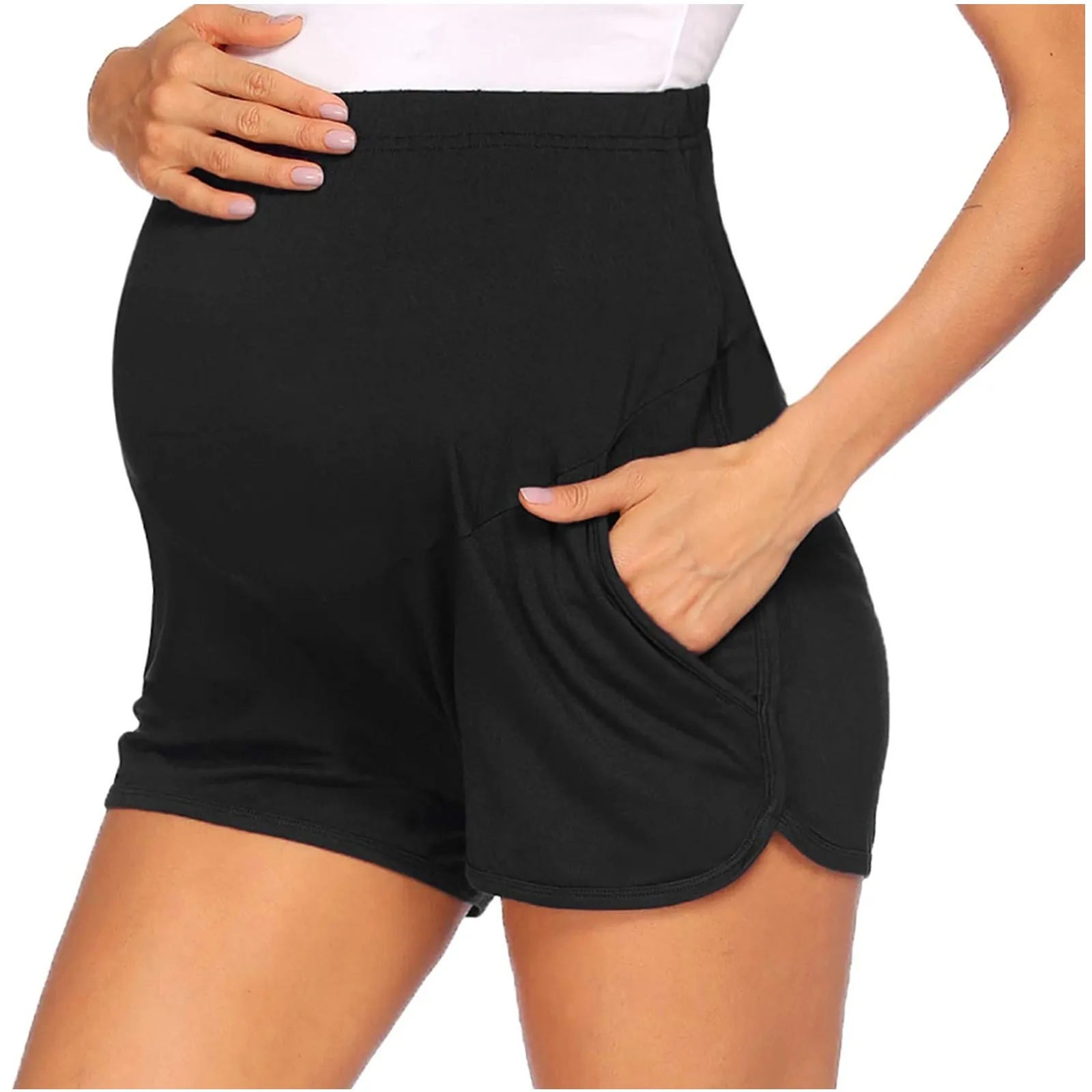 S-2XL Women Maternity Pregnancy Shorts Solid Color Sports Workout Lounge Short Pants Maternity Clothing Ropa Mujer Embarazada