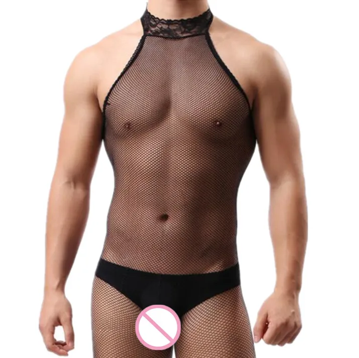 Male Fantasy Sexy Underwear Gay Sissy Body Stockings Open Crotch Jumpsuit Men Erotic Lingerie Fetish Bodysuit Male Sexy Costume