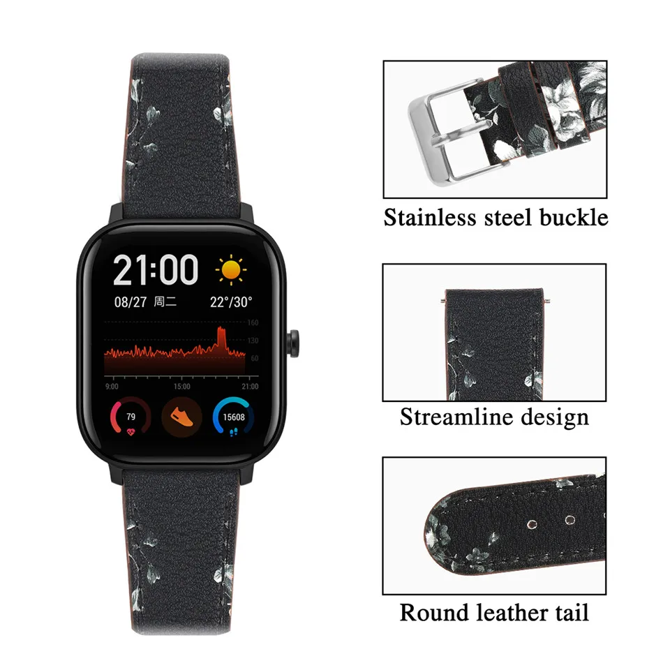 سوار من الجلد Essidi لشاومي ، سوار hu2e Mini Bip 3 S U Lite ، حزام معصم ، سوار Correa لـ GTS 2 2e Mini Amazfit 3 Pro GTR 42 ، 20