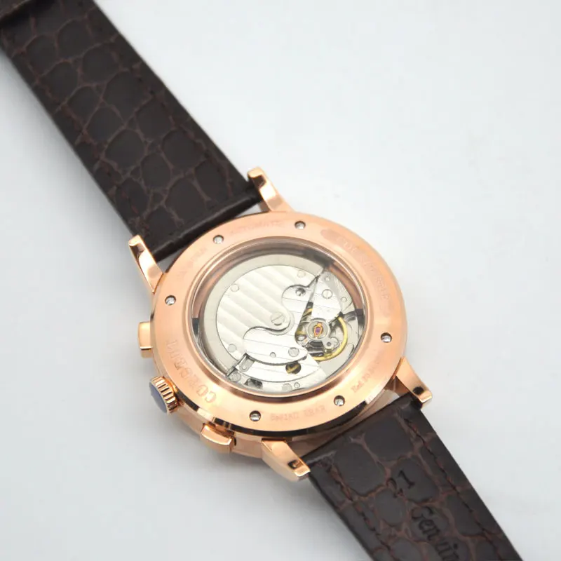 42mm Mechanical Wristwatches Moon Phase Rosegold White Dial Year Day Month Week 316L SS Case Automatic Top Corgeut Mens Watch