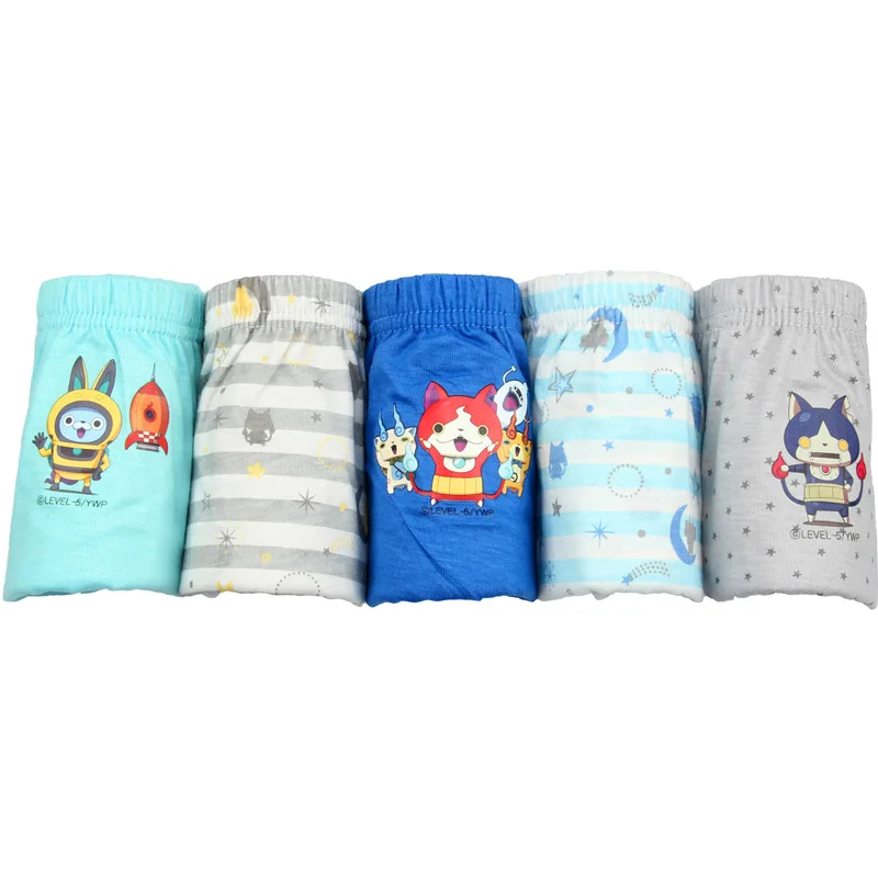 5pcs Cotton Kids Underwear Boys Briefs Spandex Cartoon Stretchy Panties Kid Clothes 3 4 5 6 7 8 9 10 11 12 Year Old OBU203124