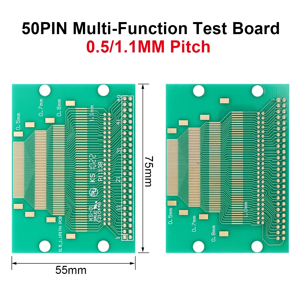 5Pcs Multi-Function Transfer Test Board 50PIN 0.5-1.27mm Pitch LCM TFT LCD Transfer Test Board