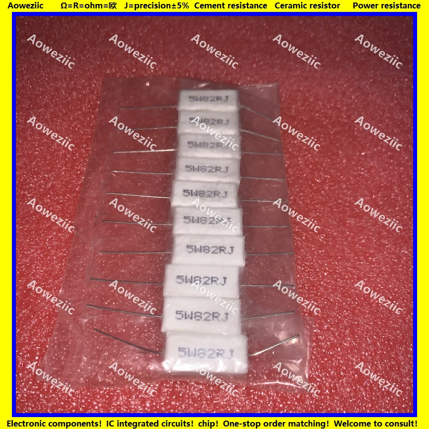 10 Chiếc RX27 Ngang Xi Măng Chịu 5W 82ohm 82R 82RJ 5W82RJ 5W 82RJ Gốm Chống Độ Chính Xác 5% Công Suất khả Năng Chống