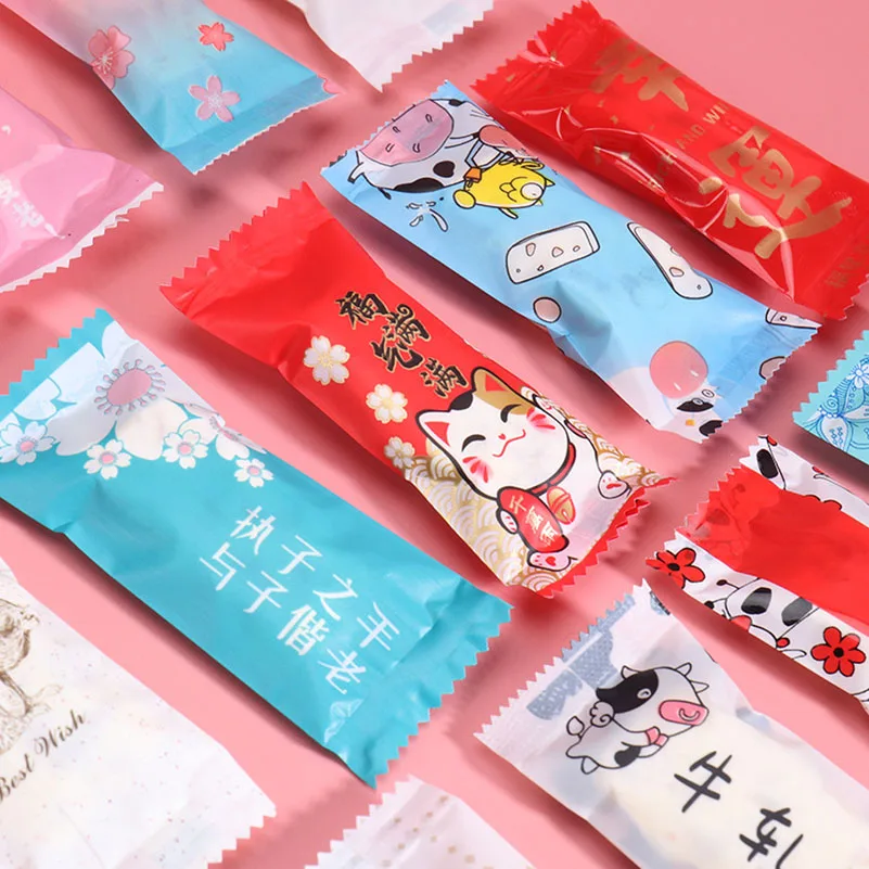 200pcs/lot Candy Plastic Gift Packaging Bag Cartoon Peanut Candy Wrappers Decor Baby Shower Party Favor Supplies Snack Food Pack