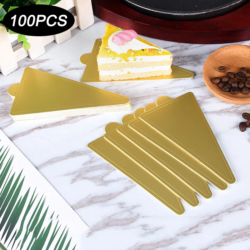 100pcs/set Golden Mousse Mat Bottom Foam Cake Base Boards Paper Board Multi Shape Dessert Tray Christmas Cake Decoration Tools