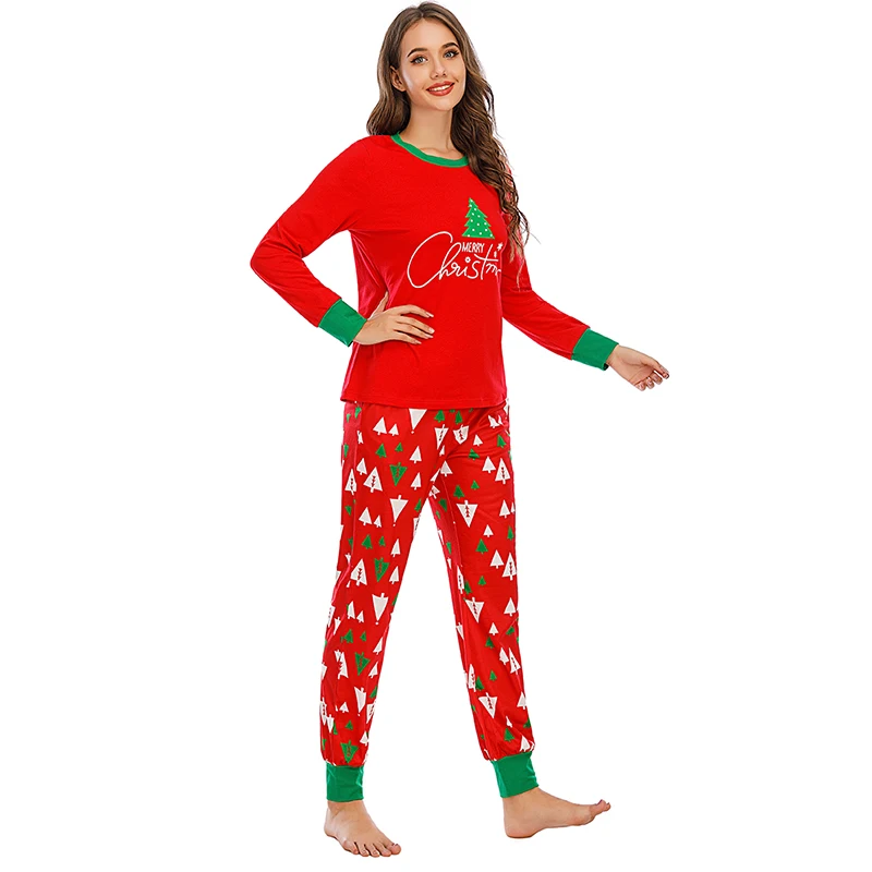 Newest Christmas Pjs Family Matching Outfits Xmas Pajamas New Year Red Elk Print Cartoon Xmas Pajamas Family Home Wear Suit