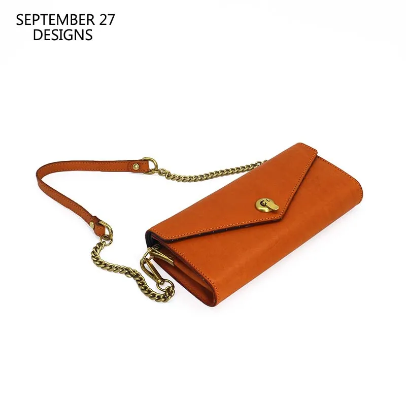 

Satchels Ladies Messenger Bag Genuine Leather Vintage Women Chain Armpit Bags Cowhide Fashion Cell Phone Crossbody Shoulder Pack