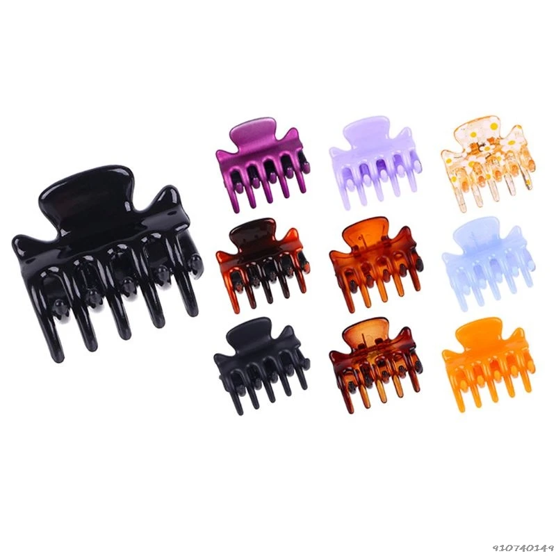 12Pcs/Set Women Girls 3cm Mini Geometric Hair Claw Clips Plastic Colorful Assorted Mini Hairpin Jaw Clamp Strong 193E