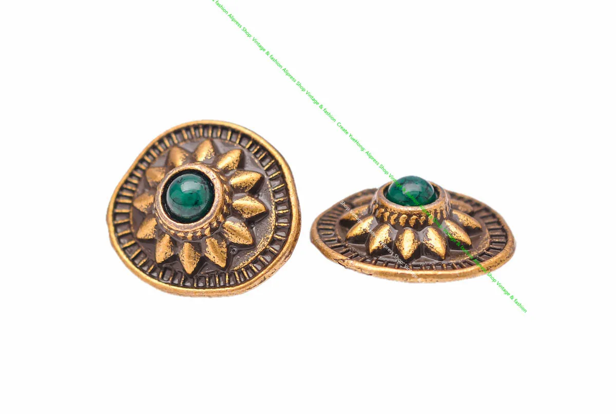 10pcs 19*18mm Vintage Messing Sonnenblume schwarz türkis Conchos Zubehör für DIY Leder Handwerk Gürtel Ledertasche Schlüssel bund Dekor – Detail 21