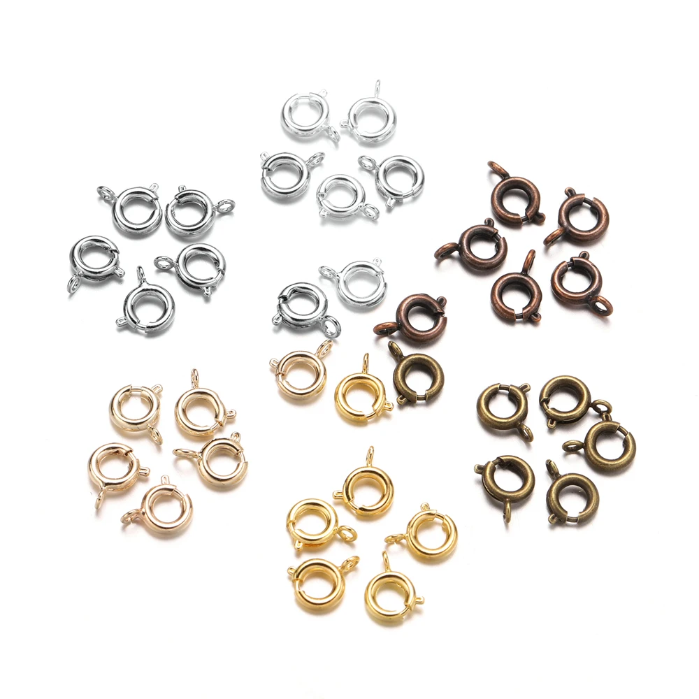 10/30Pcs Gold Round Spring Ring Clasp with Open Jump Ring Clasp Chain Necklace Bracelet Connectors for Jewelry Making Findings