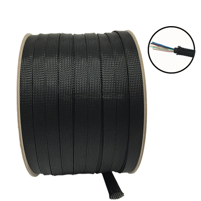 1 meter Nylon braided mesh tube Shock absorber tube Black snakeskin net Wire telescopic sleeve Netted tube retaining tube