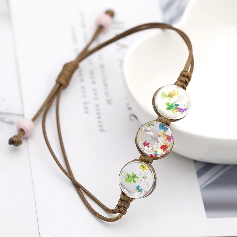 cute elegant glass flower bracelets for women vintage charm rope chain Adjustable bracelet women\'s fashion party gifts