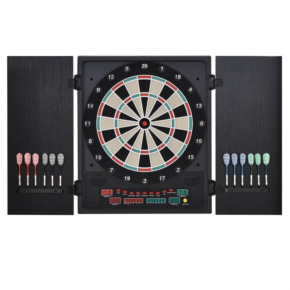 HOMCOM Digital electronic Diana up to 8 players with 12 darts and 30 tips with LED Display 27 games 51x6,5x57 cm black