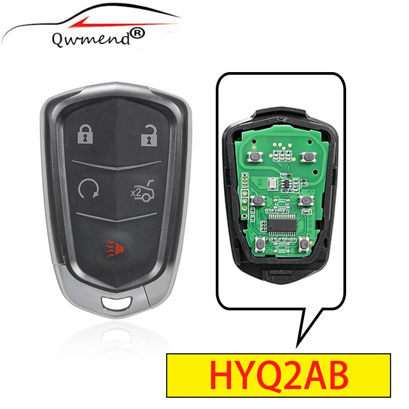 

QWMEND HYQ2AB 5 Button Smart Car Key for Cadillac ATS CTS SRX XTS Escalade 2014 2015 2016 2017 Remote Key 315Mhz