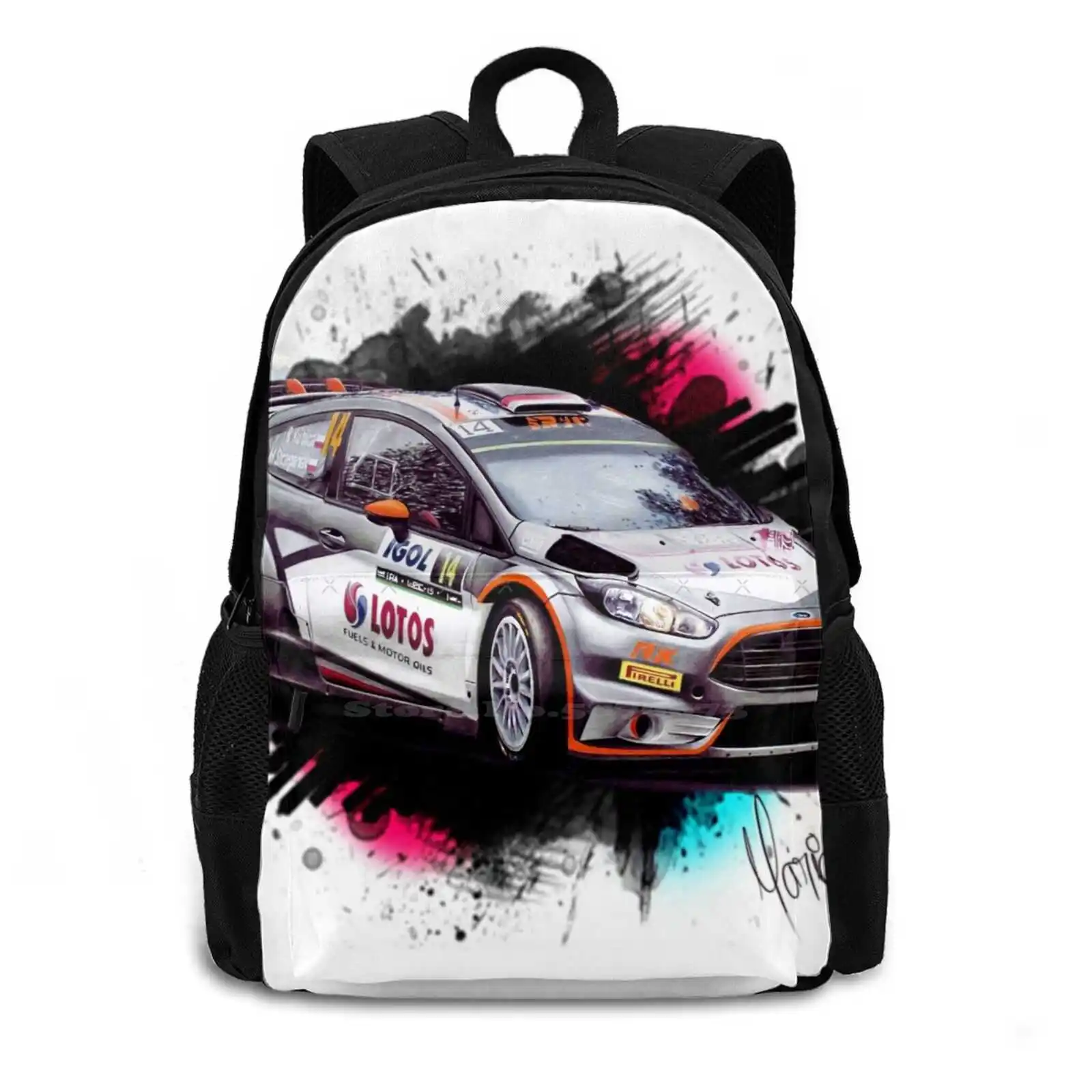 Robert Kubica'S Fiesta Wrc School Bag Big Capacity Backpack Laptop Rs Fiesta Rally Rali Wrc2 R5 Erc Portuguese Português