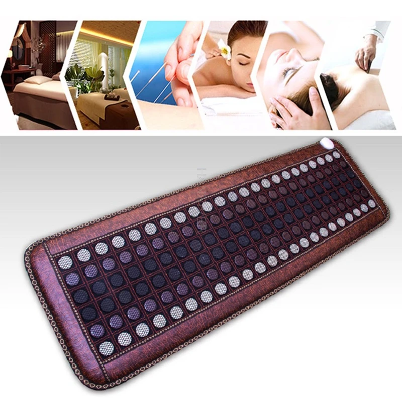 

Far Infrared Heating Mat - Hot Stones Jade Tourmaline - Negative Ions - Mesh Mat - Adjustable Timer & Temperature - Heating Pad