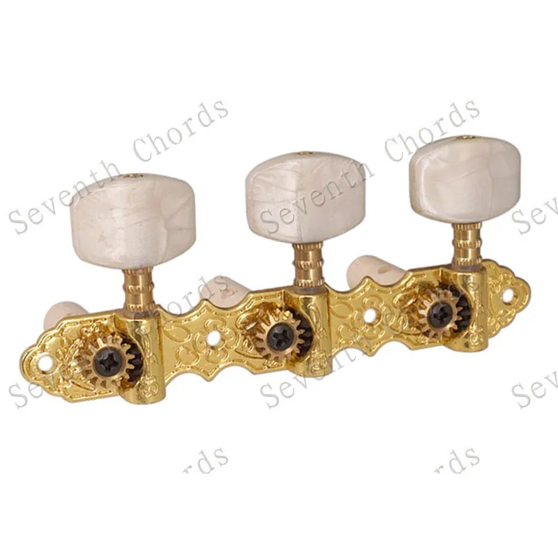Ein Satz von 2 Stück goldfarbenen Stimmwirbeln für klassische Gitarren, Stimmgeräte, Gitarrenzubehörteile, Musikinstrumente – Detail 3