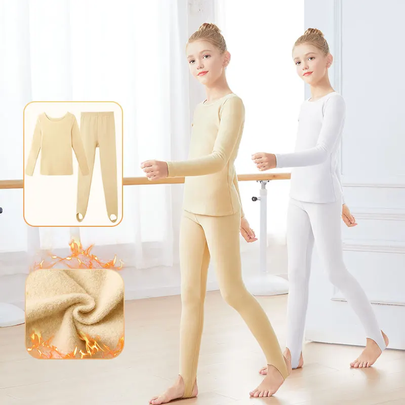 Conjuntos de ropa interior térmica para niñas, trajes de Ballet para niños, ropa interior de baile de Ballet, pantimedias de Ballet, terciopelo