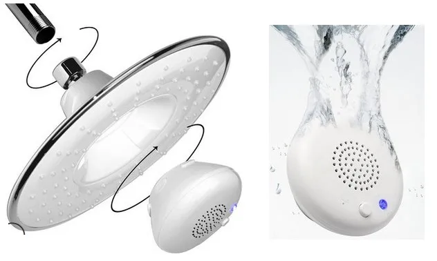 Pomme de douche avec haut-parleur Bluetooth, 2.5 GPM, pour tous les appareils avec fonction Bluetooth, Chrome poli