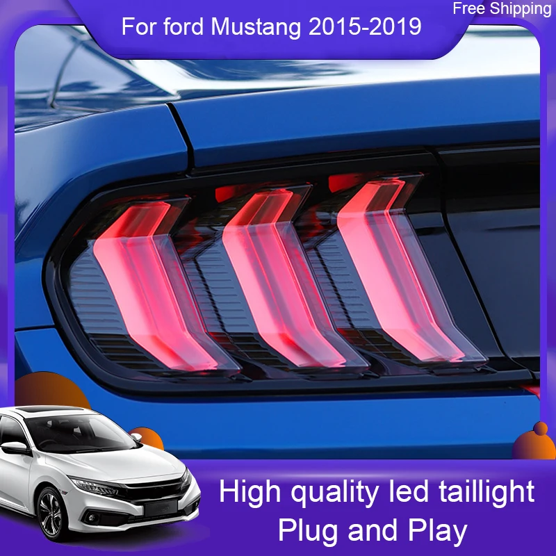 2xCar Styling LED Tail Lamp for Ford Mustang Tail Lights 2010-2014/2015 -2019 Rear Light DRL+Turn Signal+Brake+Reverse LED light