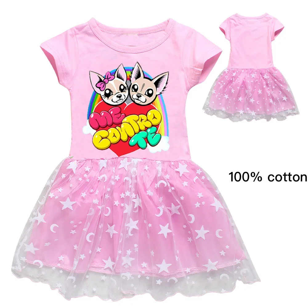 

Me Contro Te Children's Clothing Girls Dress Summer Lace Cartoon Foreign Tide Children's Beautiful Princess Pleated Dresses