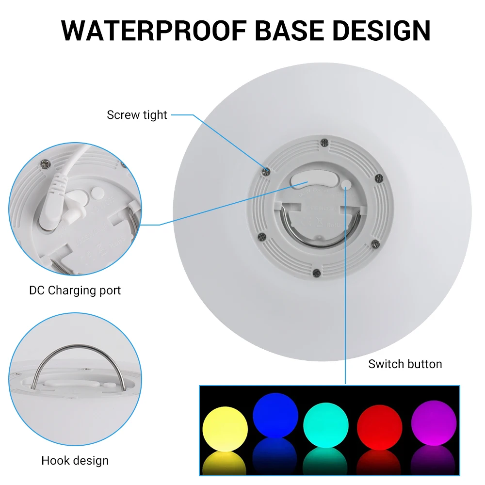 16 Color Floating Pool Lights Changing RGB LED Ball Lights IP67 Waterproof 20cm 15cm 12cm 8cm Hot Tub Night Lights Pool Toys