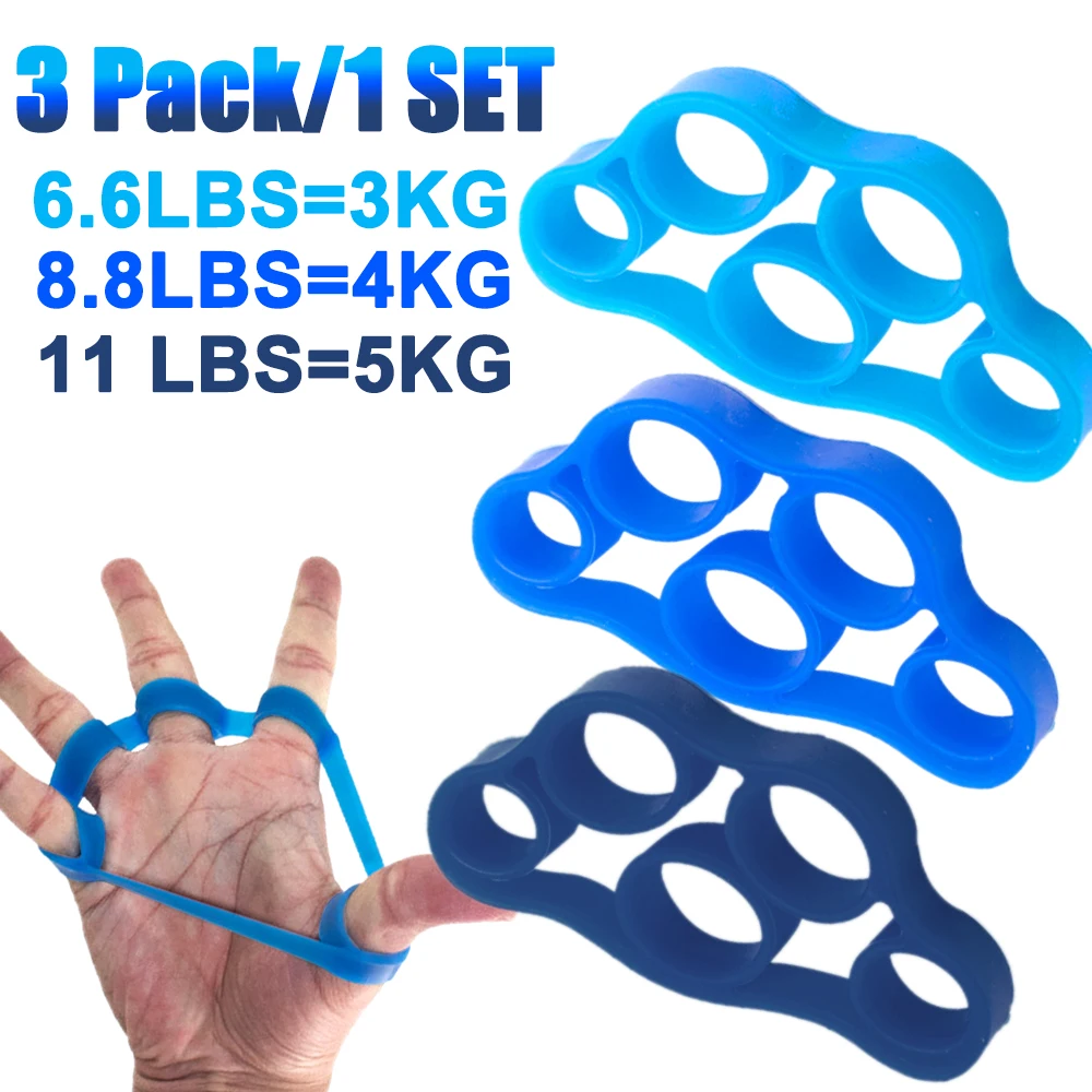 3PCS Finger Gripper Silicone Hand Gripper Resistance Band Hand Grip Wrist Stretcher Finger Expander Strength Trainer Exercise