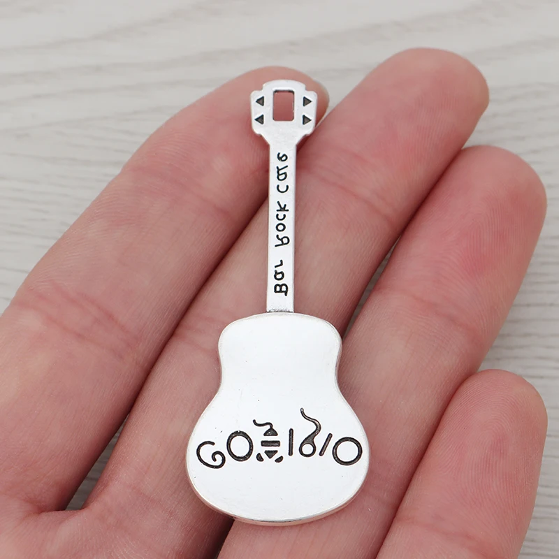 5 x Metal Large Guitar/Ukulele Musical Instrument Charms Pendants for Necklace Jewelry Making Findings 59x23mm