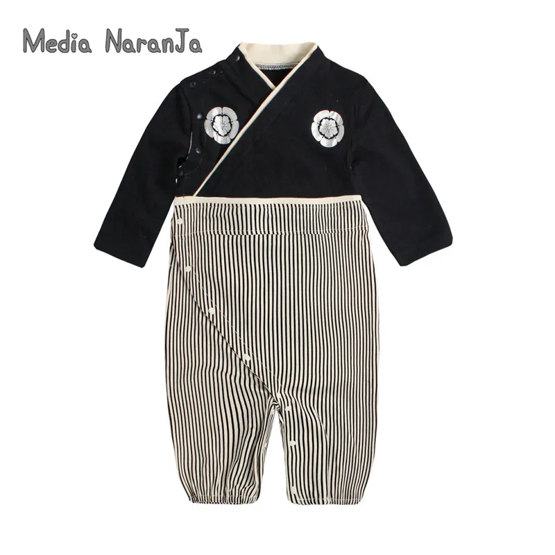 Spring  Autumn baby boys cotton jumpsuit 1-2 years old classic Japanese style kimono