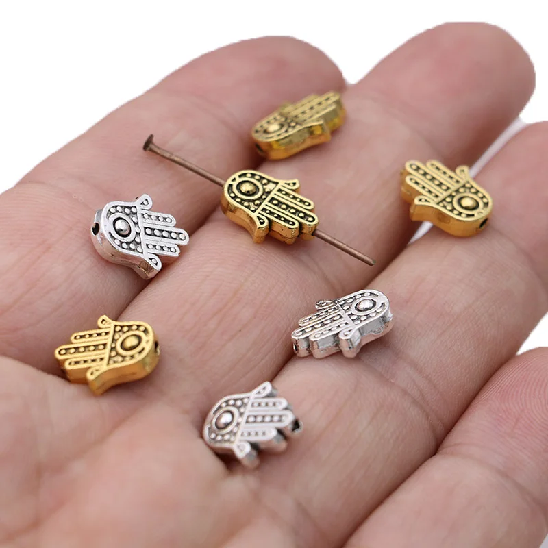 20Pcs Gold Color Fatima Hand Loose Spacer Beads for Jewelry Making Bracelet Necklace DIY Accessories Handmade Craft