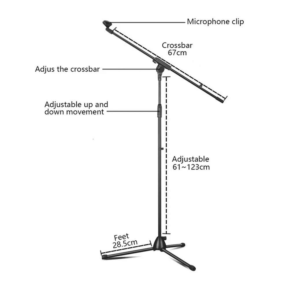 Floor Microphone Tripod Swing Arm Retractable Metal Microphone Stand Stage Performance Live Microphone Bracket Desktop Mic Tripo