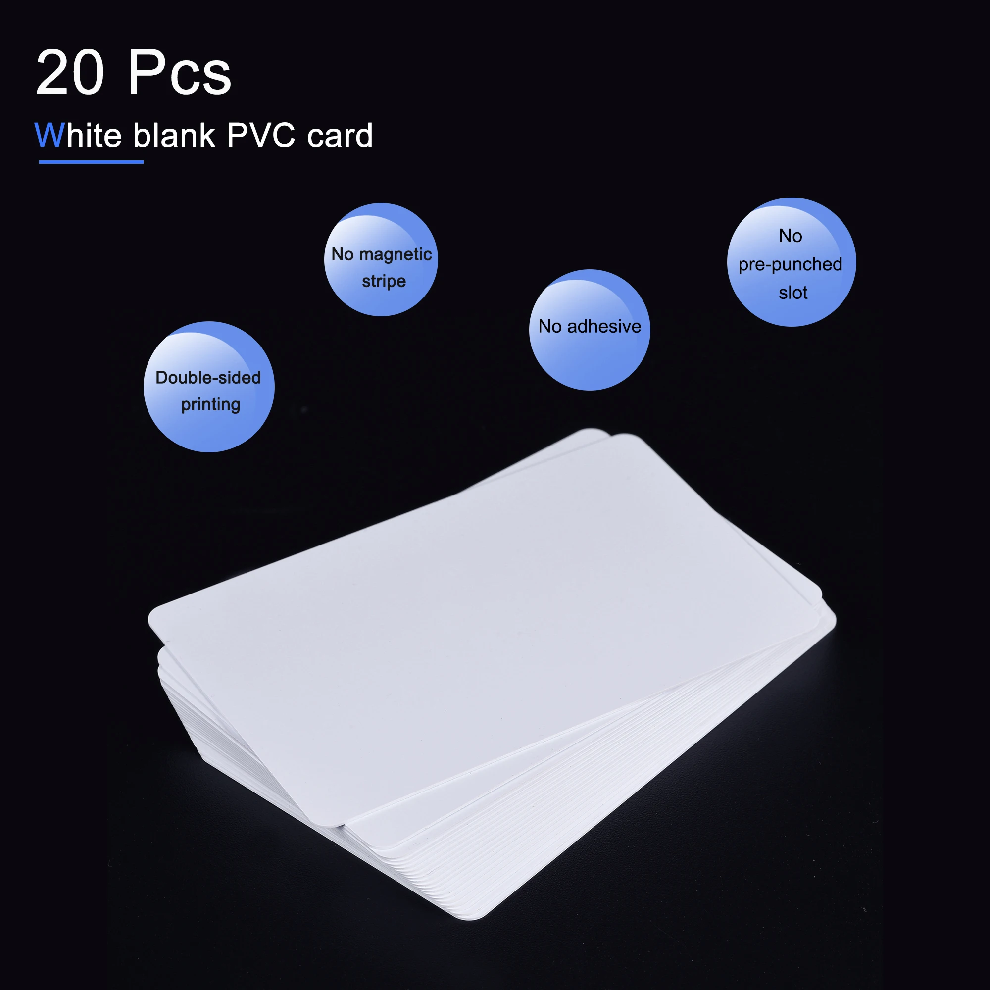 uxcell Blank PVC Cards for ID Badge Printers, Graphics Quality White Plastic CR80 20 Mil (CR-8020) Pack of 20