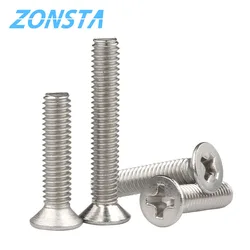 Tornillos planos Phillips de cruz, M1.6, M2, M2.5, M3, M4, M5, M6, Mini Micro tornillo pequeño de acero inoxidable 304, cabeza avellanada, lote mecánico