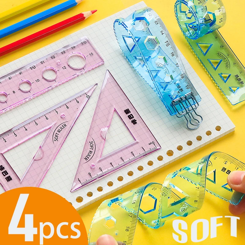 M&G Aluminium Ruler Set Metal/Plastic/Soft Geometry Maths Drawing Compass Stationery Rulers Mathematical for School