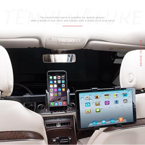 Imagen 2 del producto 360 °   Soporte para asiento de teléfono de coche, soporte para almohada trasera para asiento de coche, soportes giratorios, diseño dos en uno al mismo tiempo para tableta